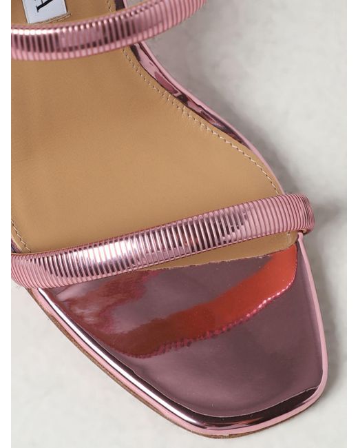 Sandalo in vernice goffrata laminata di Aquazzura in Pink