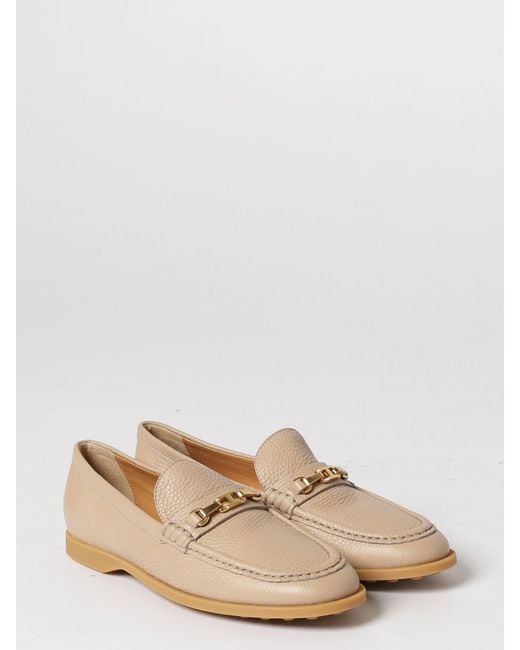 Tod's Natural Hammered Leather Loafers