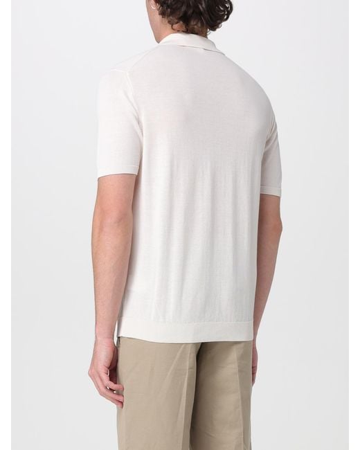 Polo De Manga Corta De Algodón Con Tapeta De Tres Botones Roberto Collina de hombre de color White