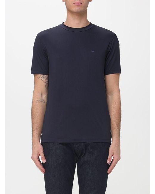 Emporio Armani Blue Basic Silk Blend T-Shirt for men