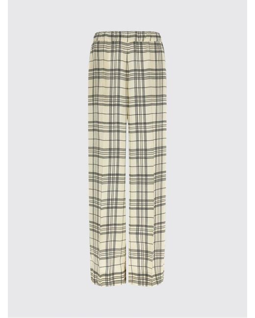 Jil Sander Natural High-Waisted Check Print Wide-Leg Viscose Trousers