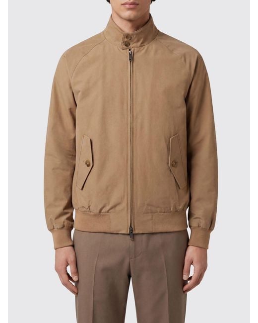 Baracuta Natural Cotton Blend Bomber Jacket With High Collar And Zip Closure for men