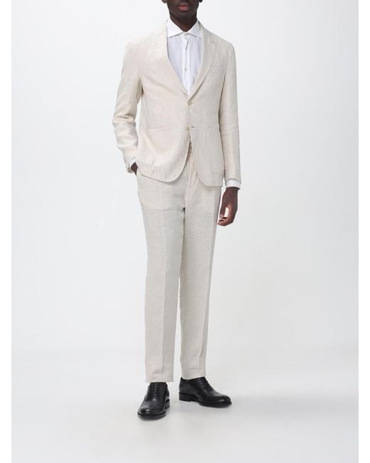 Manuel Ritz White Single-Breasted Linen Suit for men