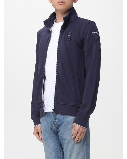 Blauer Blue Cotton Zip-Up Sweatshirt for men