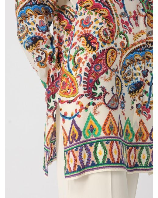Etro White Silk Paisley Print Shirt