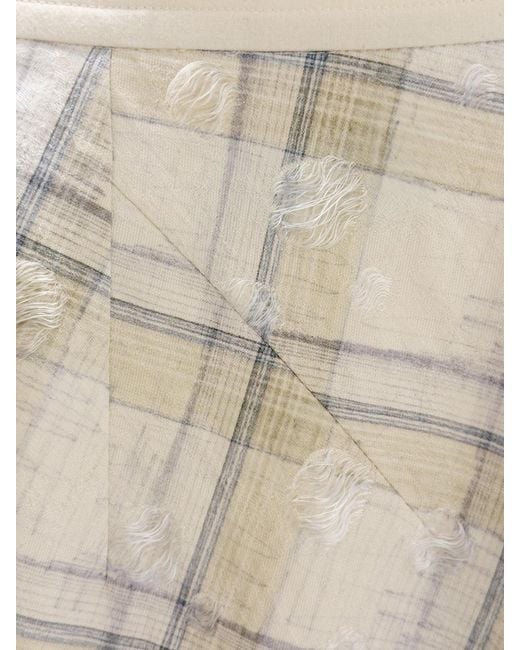 Vivienne Westwood Natural High-Waisted Asymmetrical Tartan Cotton Midi Skirt
