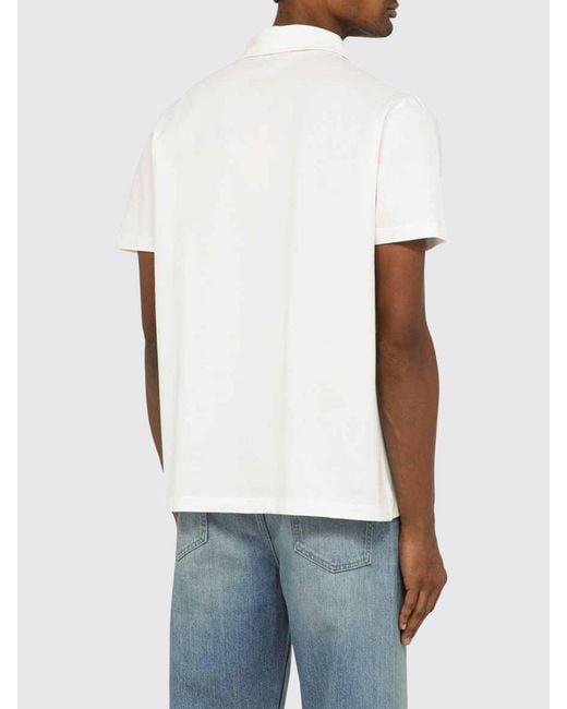 A.P.C. White Basic Cotton Polo With Logo for men