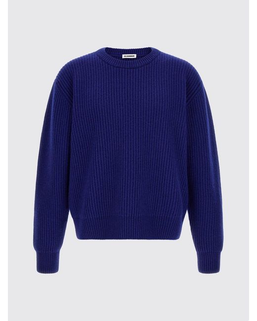 Jil Sander Blue Long-Sleeved Crewneck Sweater for men