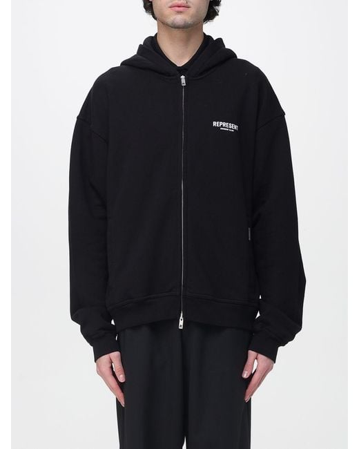 Represent Blue Cotton Hoodie With Logo for men