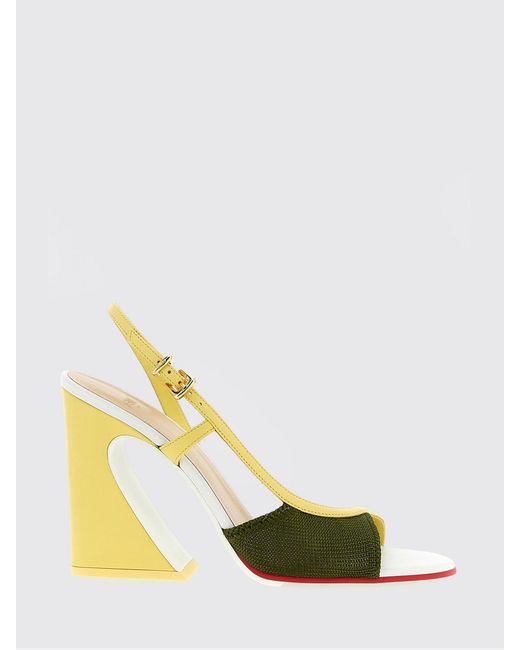 Fendi Yellow Arco Knit And Nappa Sandals