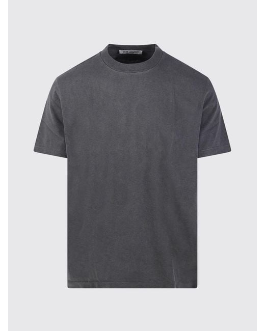 Our Legacy Gray Crewneck Cotton T-Shirt With Dropped Shoulders for men