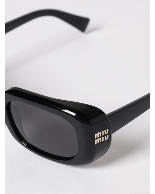 Miu Miu White Rectangular Frame Acetate Sunglasses With Contrast Logo