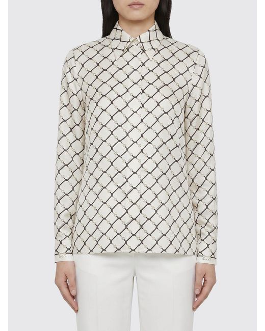Gucci White Printed Silk Shirt
