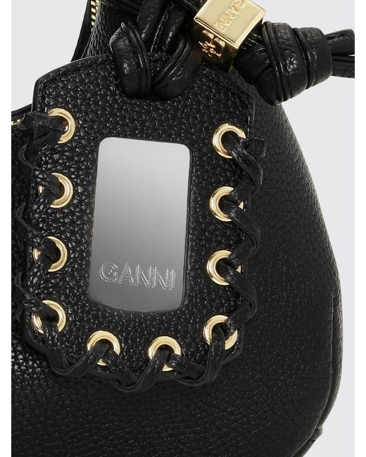 Ganni Black Recycled Leather Hobo Bag