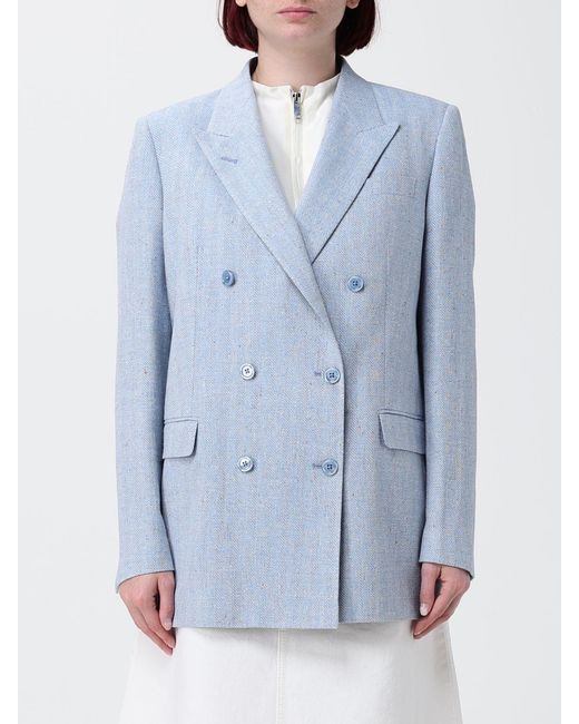 Tagliatore Blue Double Breasted Cotton Blend Blazer