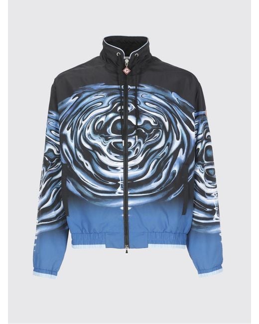 Casablanca Blue Printed Polyester Bomber Jacket for men
