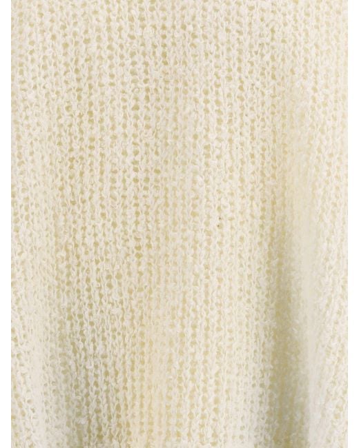Jil Sander White Linen Crew Neck Sweater for men