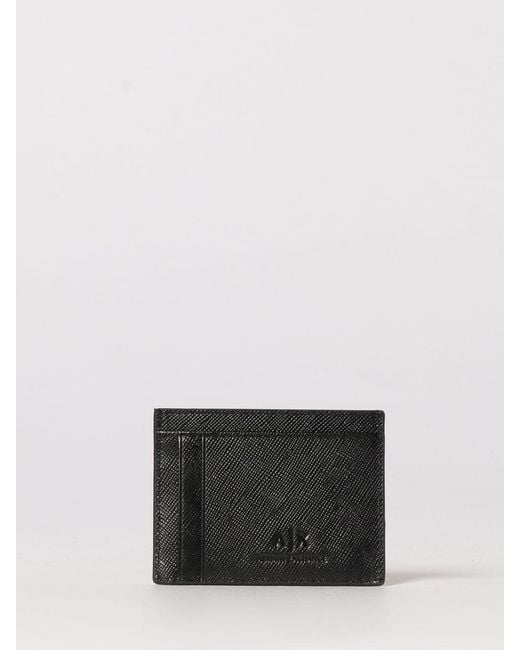ARMANI EXCHANGE White Saffiano Leather Card Holder for men