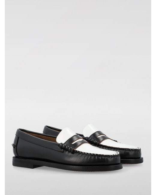 Sebago White Classic Dan Bicolor Leather Loafers