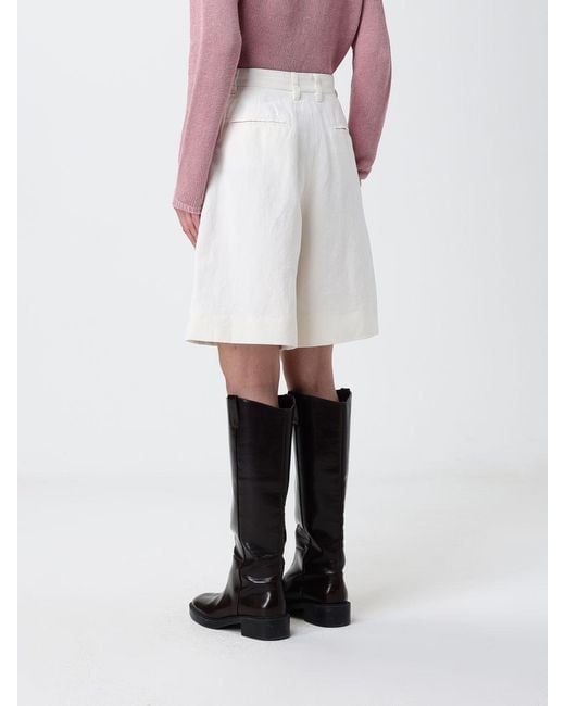Max Mara White Cotton And Linen Shorts