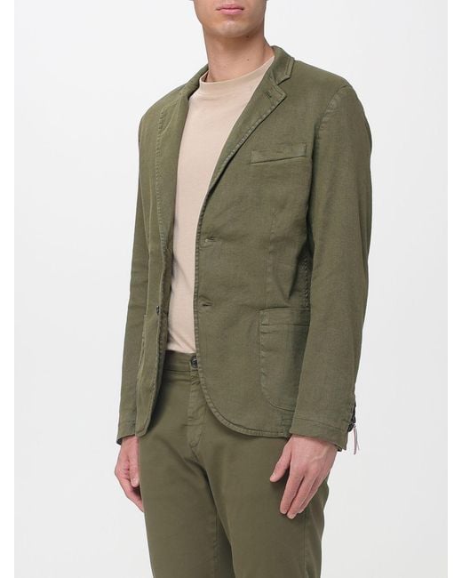Mason's Green Single Breasted Cotton And Linen Blazer for men