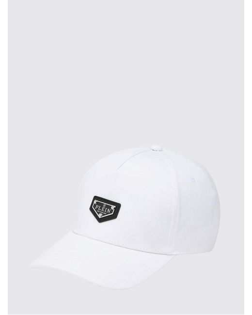 Philipp Plein White Cotton Baseball Cap With A Contrasting Front Logo for men
