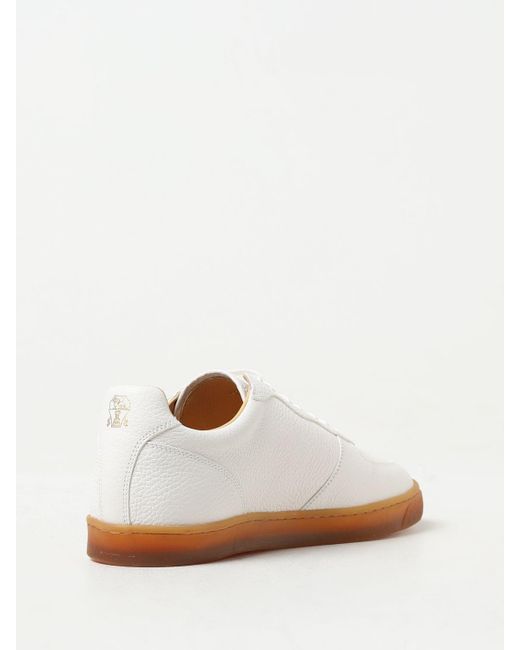 Brunello Cucinelli White Leather Pebbled Sneakers for men