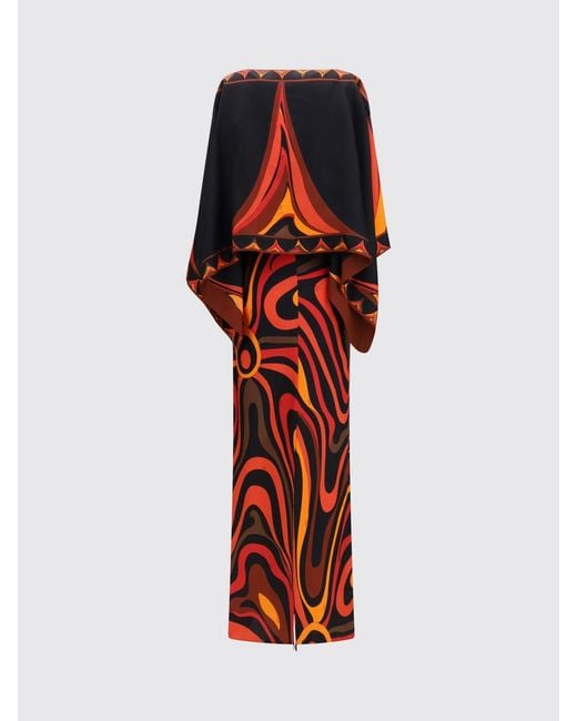 Emilio Pucci Red Printed Silk Long Dress