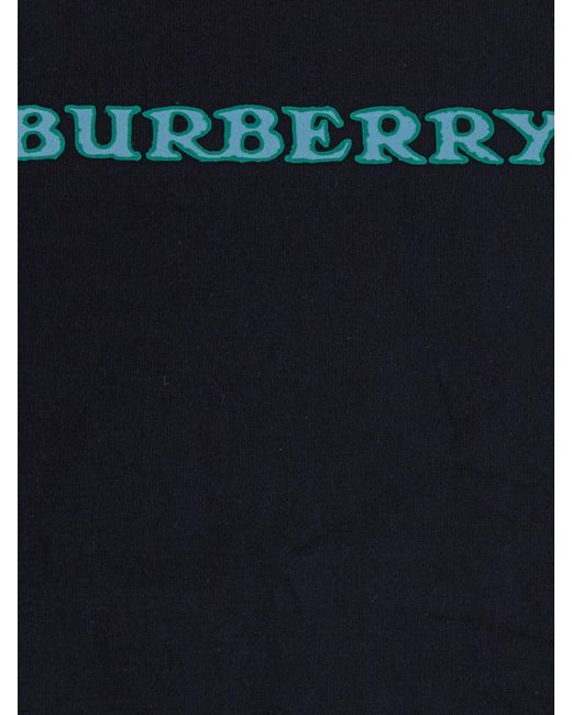 Burberry Blue Equestrian Knight Logo Cotton Crewneck T-Shirt for men