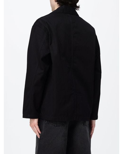Carhartt Black Cotton Twill Shirt Jacket With Patch Pockets And Logo Patch for men