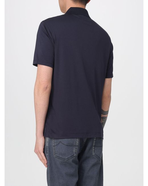 Emporio Armani Blue Silk Blend Polo Shirt for men