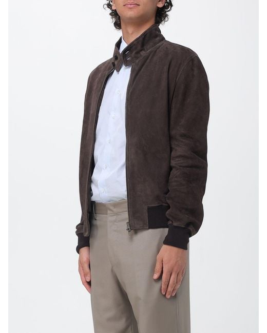 Boglioli Brown Suede Bomber Jacket for men