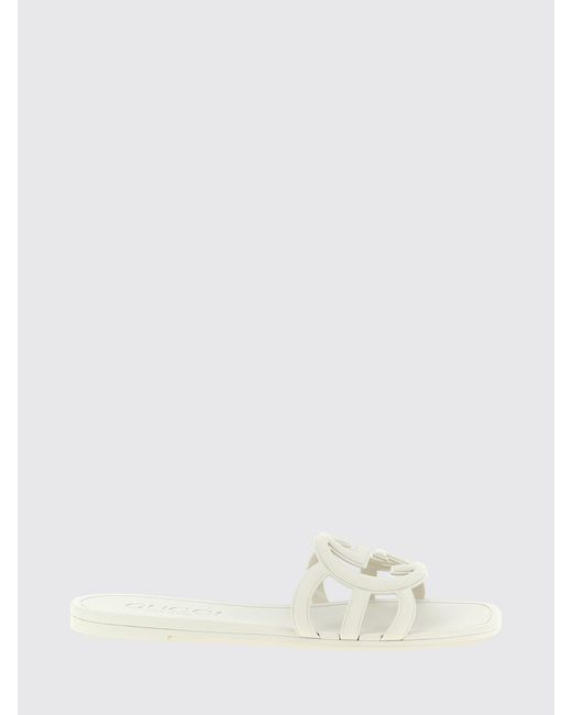 Gucci White Gg Monogram Rubber Slippers