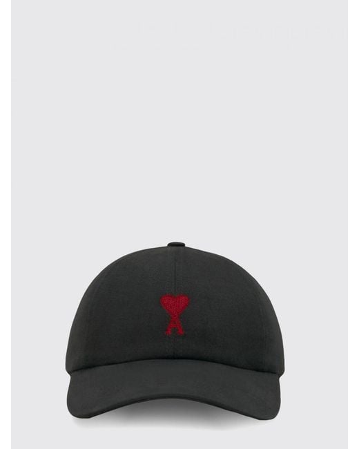 AMI Black Cotton Baseball Cap With Contrast Logo