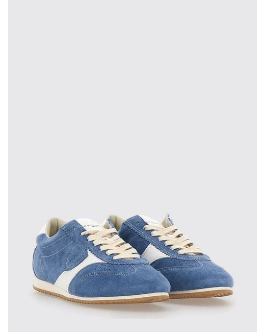 Philippe Model Blue Planche Lace-Up Logo Sneakers