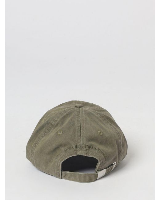 Ganni Green Cotton Twill Hat With Embroidered Logo