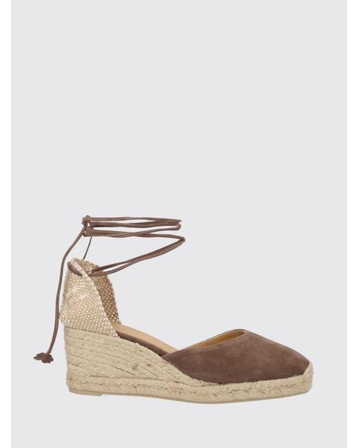 Castaner Natural Carina Suede Espadrilles With Mid Wedge Heel And Ankle Ties
