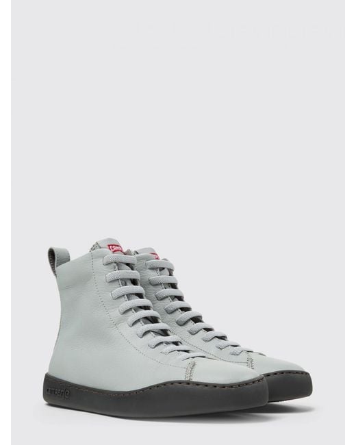 Camper White Peu Touring Grained Leather Ankle Boots