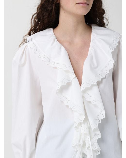 Alberta Ferretti White Cotton Shirt With Ruffles