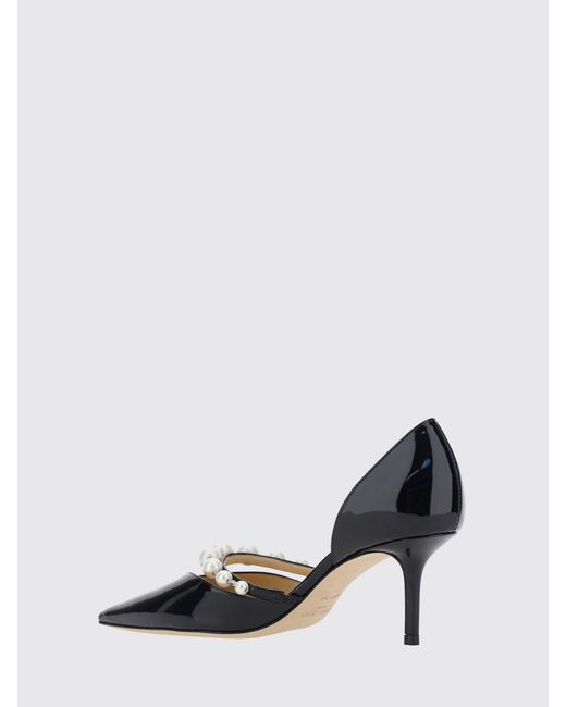 Jimmy Choo Black Aurelie Patent Leather Pumps With Pearls And Stiletto Heel