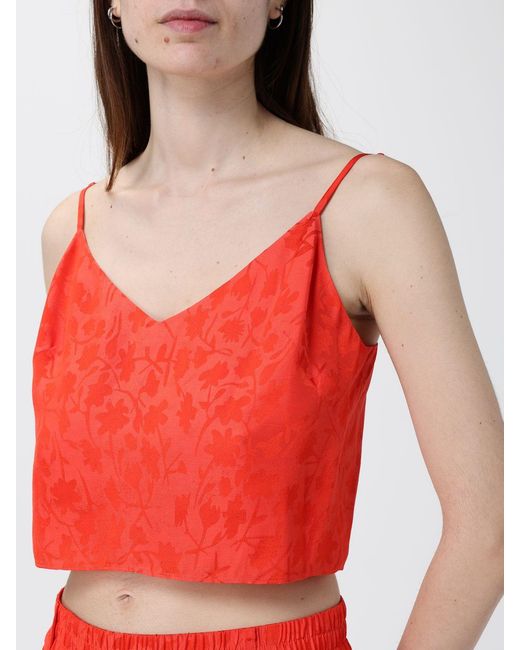 Pinko Red Alpago Viscose Blend Crop Top