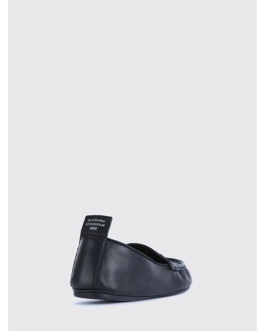 Acne White Oiled Leather Driver Loafers With Rubber Sole