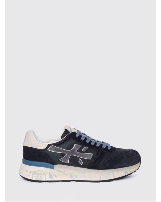 Premiata Blue Mick Suede And Nylon Sneakers for men