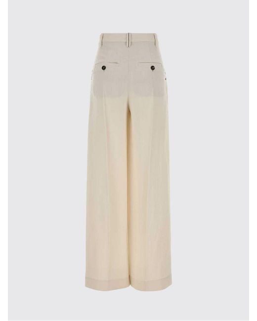 Brunello Cucinelli Natural Linen Blend Wide-Leg Trousers