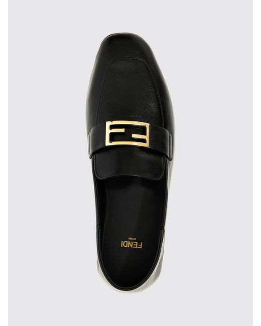 Fendi White Baguette Leather Loafers