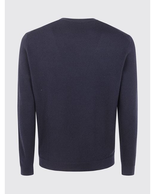 Zanone Blue Slim Fit Crewneck Jumper for men