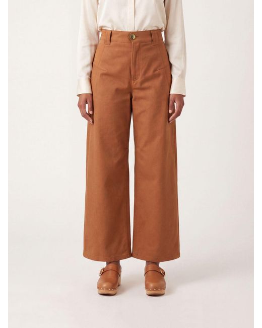 Chloé Pink ChloÉ High-Waisted Wide-Leg Cotton Trousers With Slant Pockets