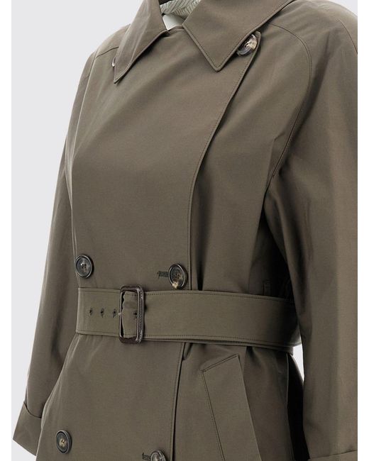 Max Mara Green Zweireihiger Trenchcoat Aus Baumwollmischung