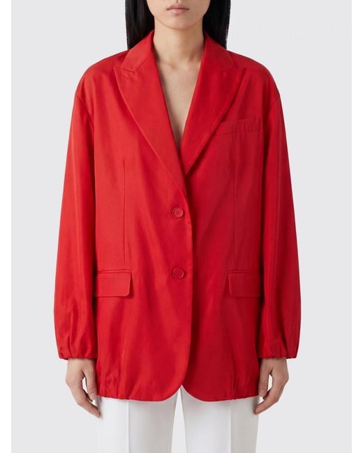 Fendi Red Viscose Single-Breasted Blazer