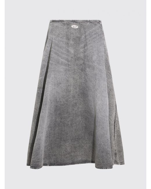DIESEL Gray De-Annie-S2 Flared Cotton Blend Skirt